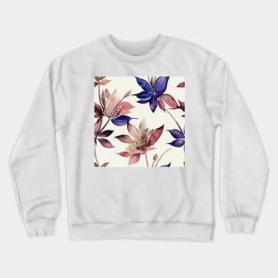 Floral Dusty Pink and Royal Blue Purple Watercolor Crewneck Sweatshirt